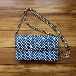 Banana Republic Blue and Gold Wallet on a Chain